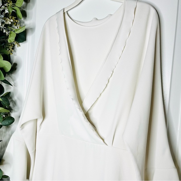 NWT IRO Ivory Crepe Bell Sleeve Ruffled V-Back Ivanoe Mini Dress - Picture 7 of 9